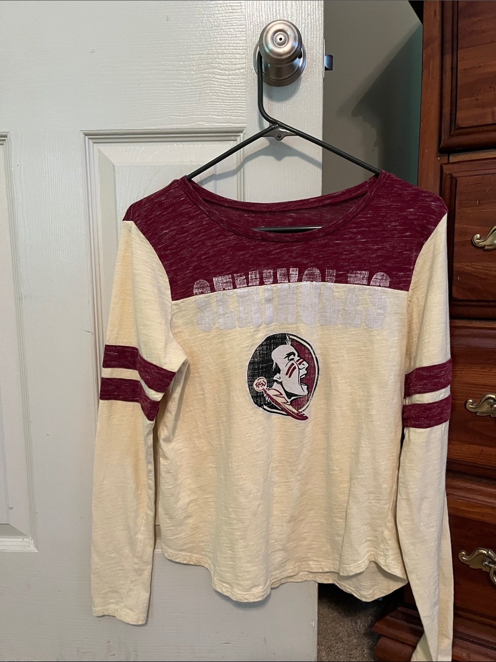 Colosseum Maroon & Cream Florida State Scoop Neck Long Sleeve Top